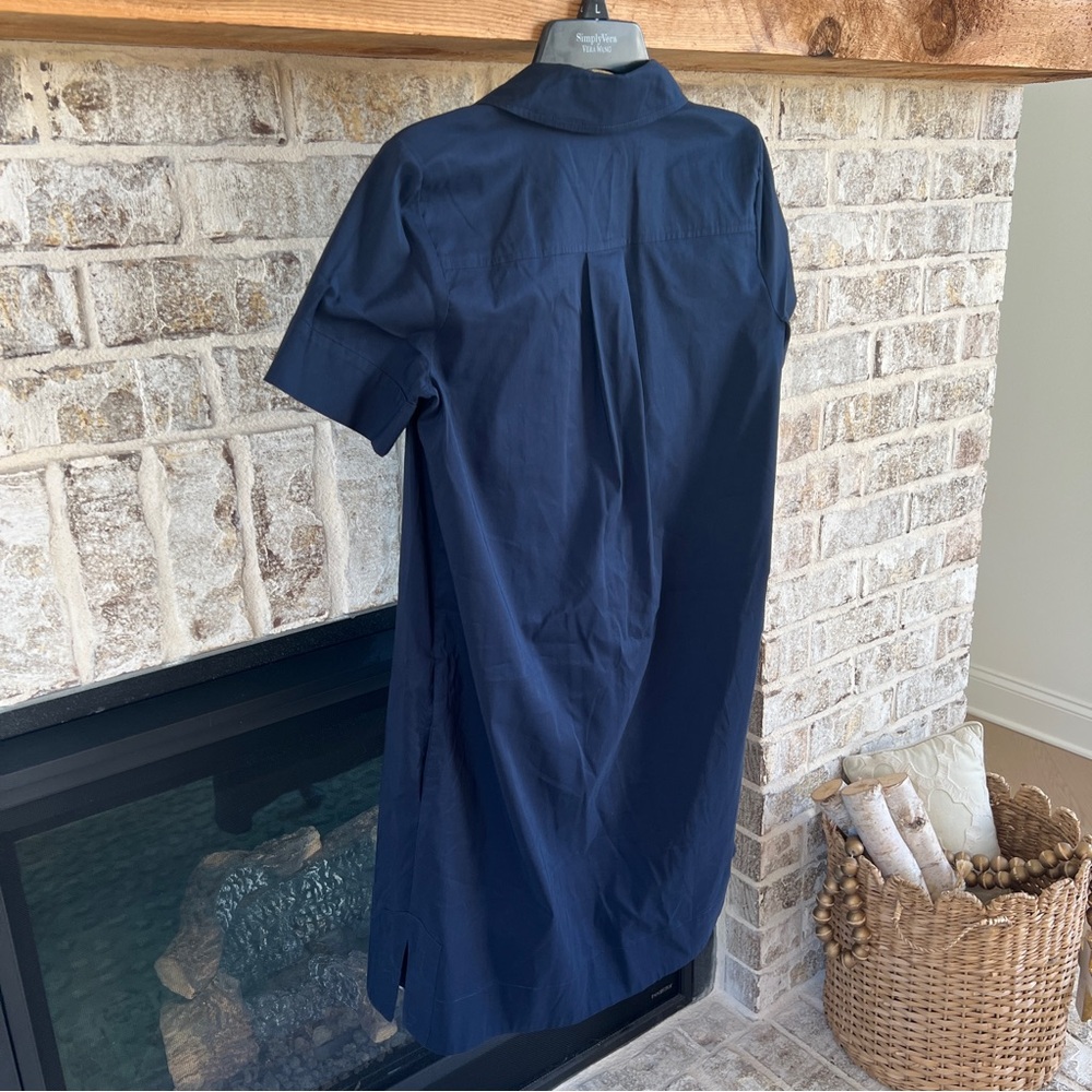 Diane Von Furstenberg Dress Navy Blue Short Sleeve Shirt Dress 6 DVF Designer - Picture 8 of 14
